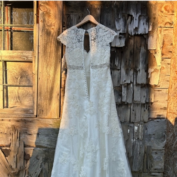 Elegant White Lace Wedding Dress - Picture 9 of 14